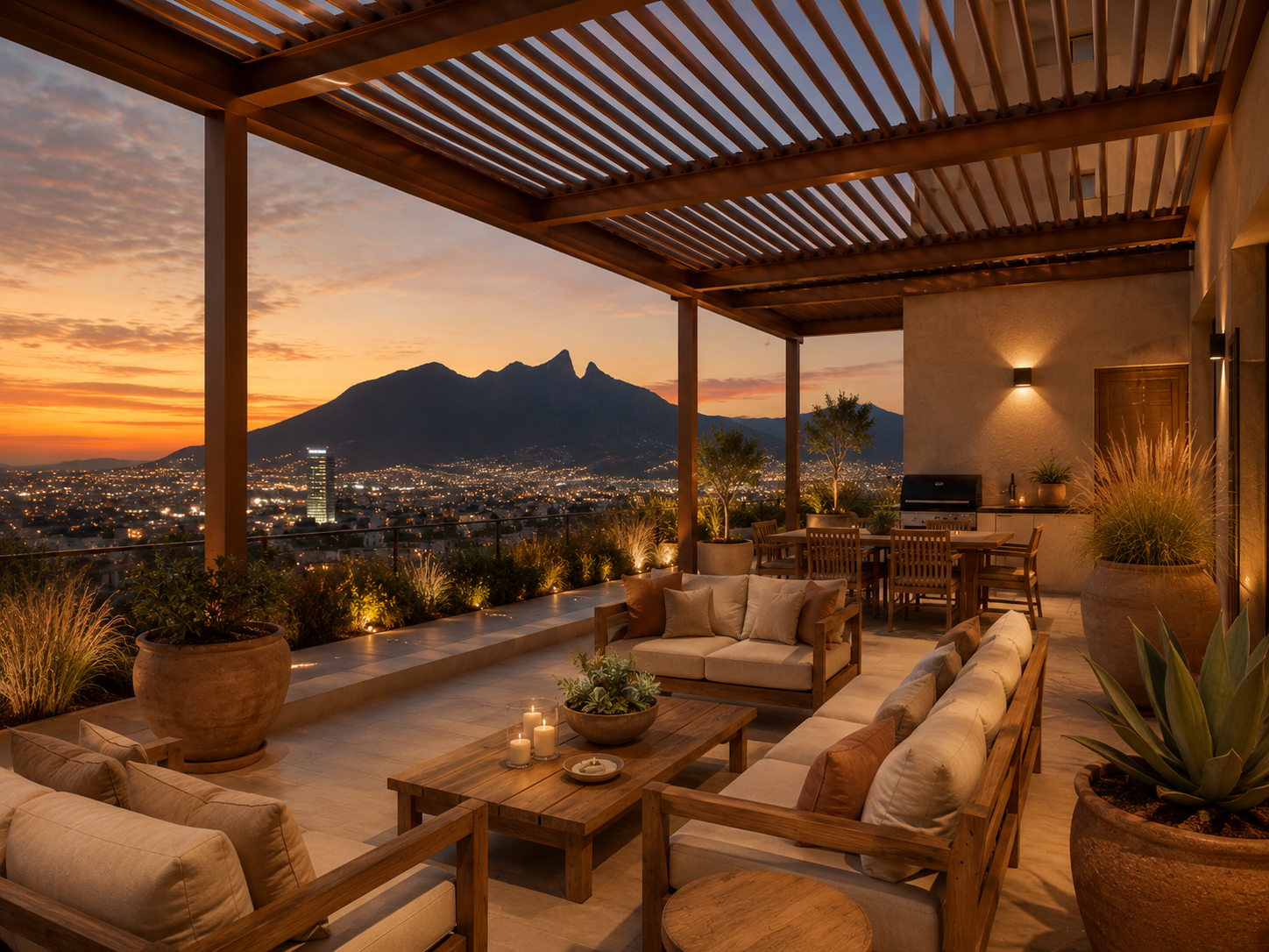Roof garden con pérgola bioclimática